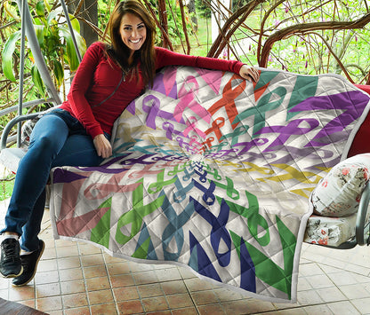 All Cancer Awareness Mandala Print Quilt