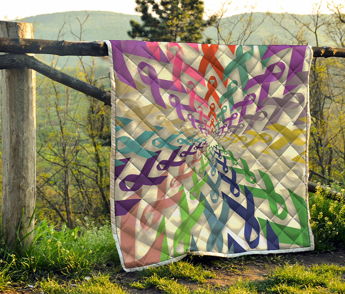 All Cancer Awareness Mandala Print Quilt