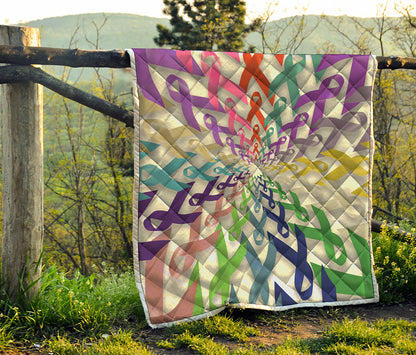 All Cancer Awareness Mandala Print Quilt