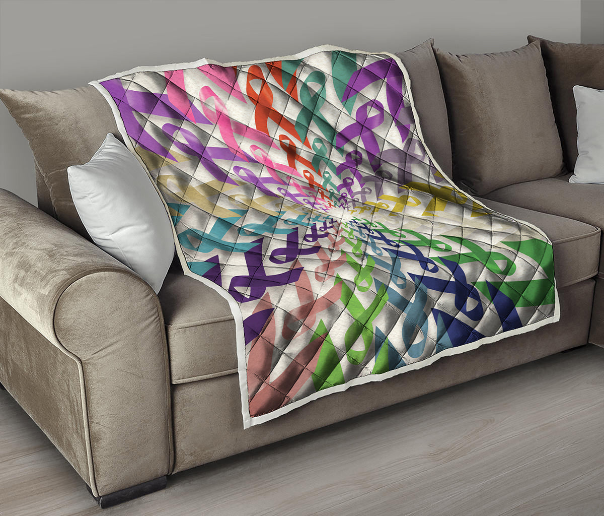 All Cancer Awareness Mandala Print Quilt
