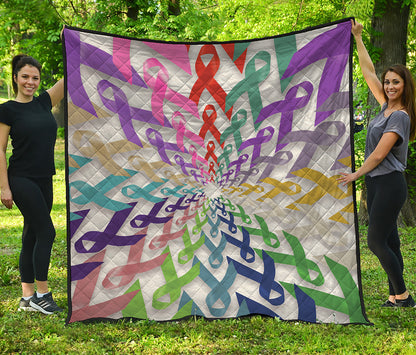 All Cancer Awareness Mandala Print Quilt
