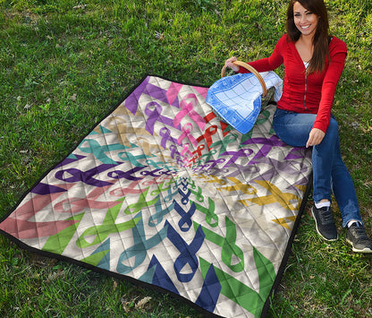 All Cancer Awareness Mandala Print Quilt