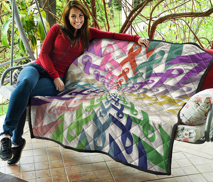 All Cancer Awareness Mandala Print Quilt