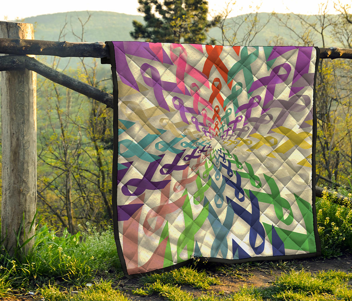 All Cancer Awareness Mandala Print Quilt