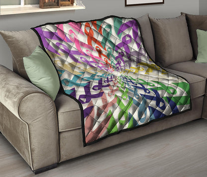 All Cancer Awareness Mandala Print Quilt
