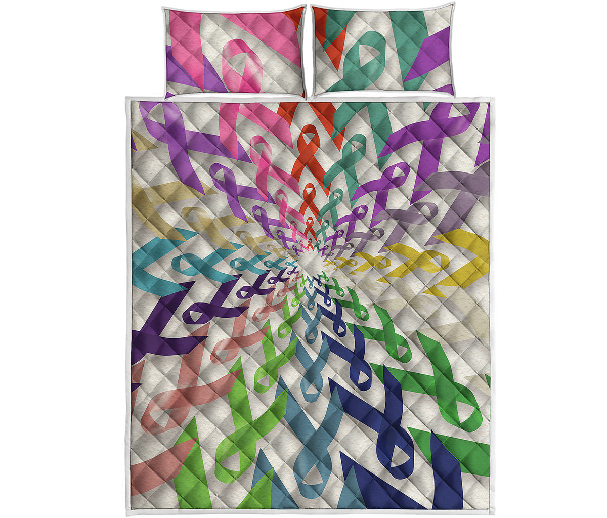 All Cancer Awareness Mandala Print Quilt Bed Set
