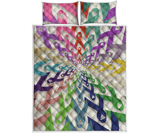 All Cancer Awareness Mandala Print Quilt Bed Set