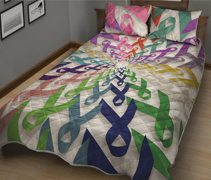 All Cancer Awareness Mandala Print Quilt Bed Set
