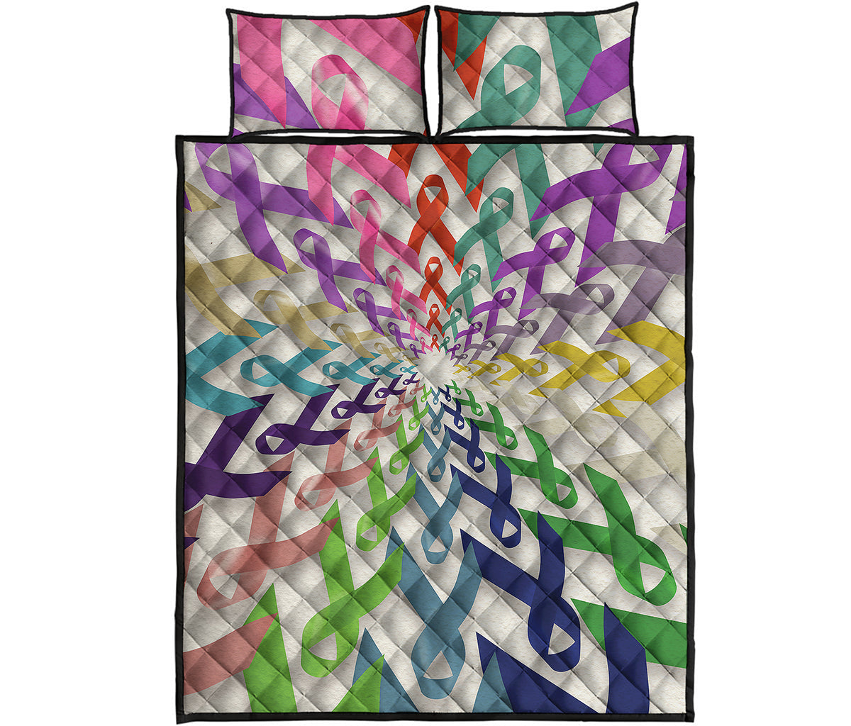All Cancer Awareness Mandala Print Quilt Bed Set