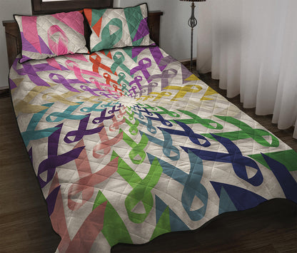 All Cancer Awareness Mandala Print Quilt Bed Set