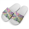 All Cancer Awareness Mandala Print White Slide Sandals