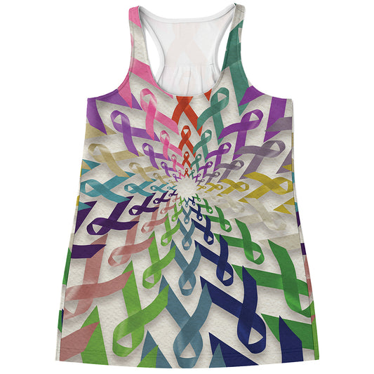 All Cancer Awareness Mandala Print Women's Racerback Tank Top
