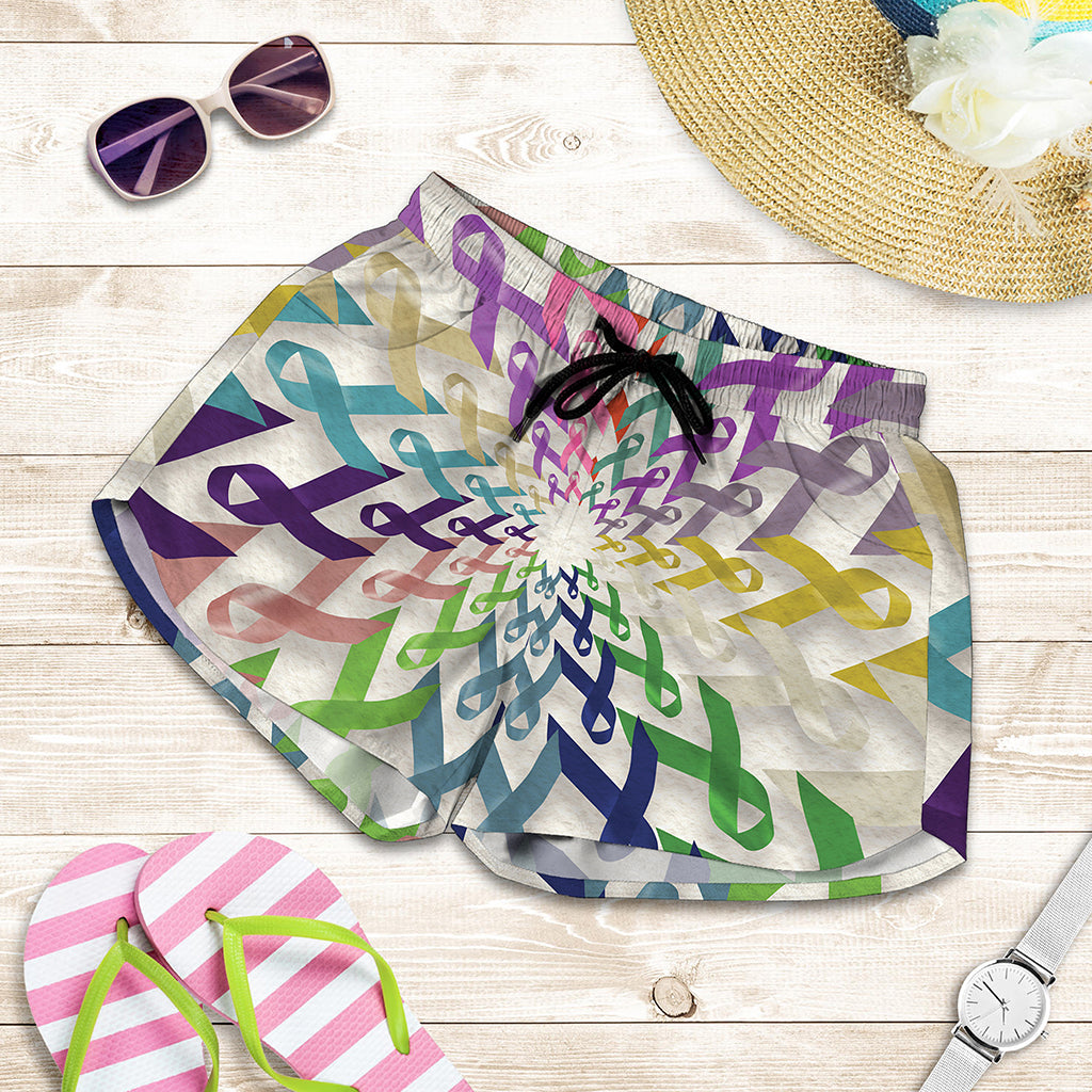 All Cancer Awareness Mandala Print Women's Shorts