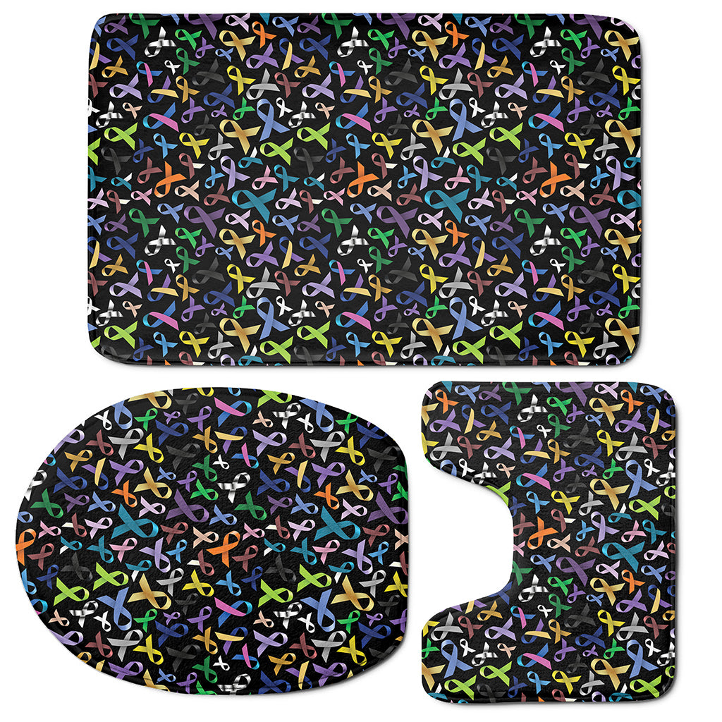 All Cancer Awareness Pattern Print 3 Piece Bath Mat Set
