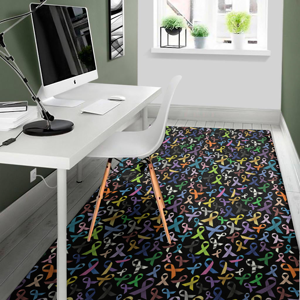 All Cancer Awareness Pattern Print Area Rug