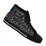 All Cancer Awareness Pattern Print Black High Top Shoes
