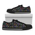 All Cancer Awareness Pattern Print Black Low Top Sneakers