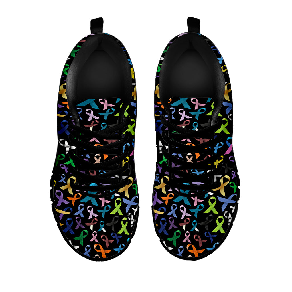 All Cancer Awareness Pattern Print Black Sneakers