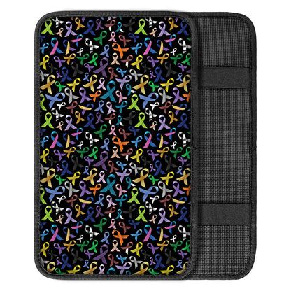 All Cancer Awareness Pattern Print Car Center Console Cover