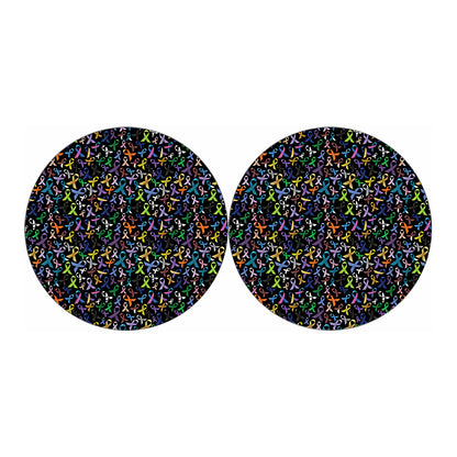 All Cancer Awareness Pattern Print Car Coasters