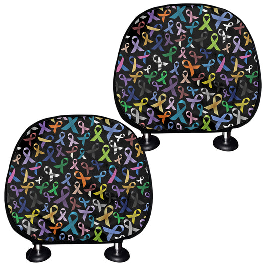 All Cancer Awareness Pattern Print Car Headrest Covers