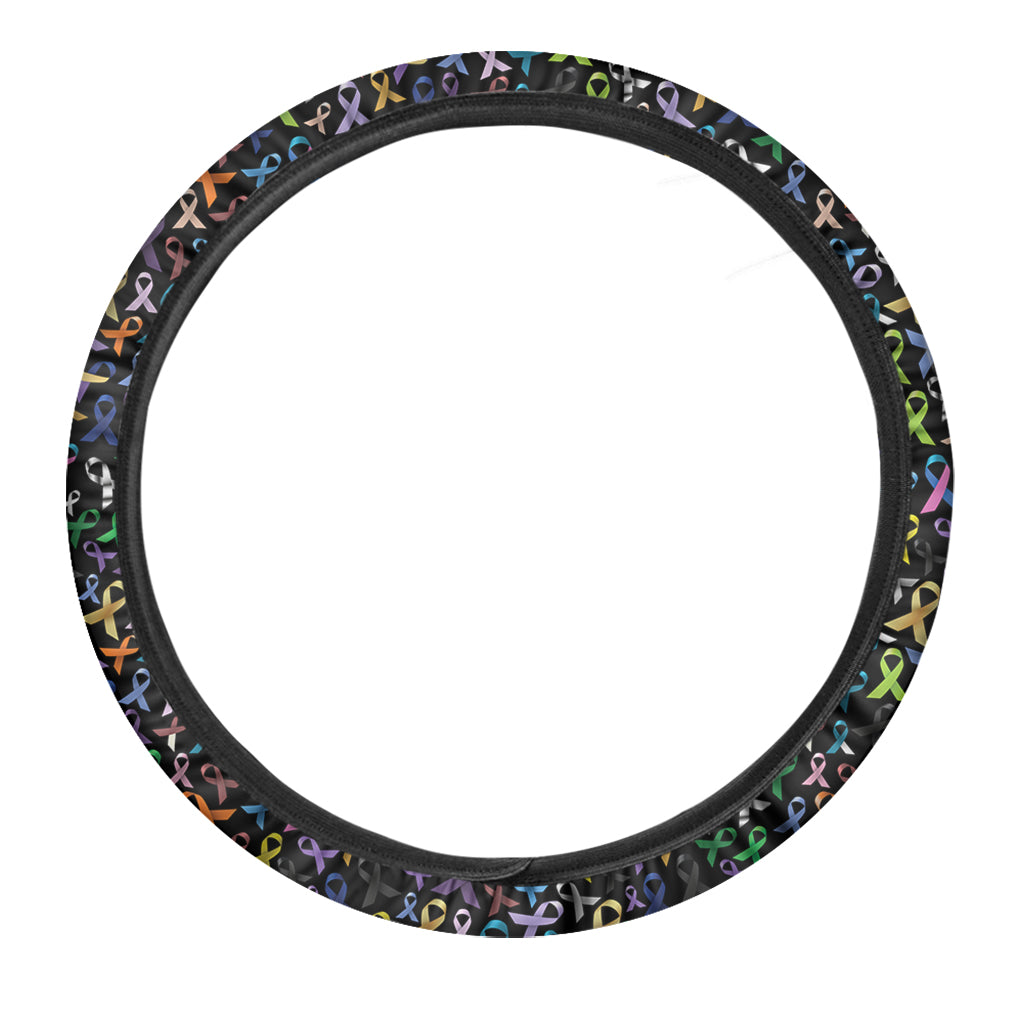 All Cancer Awareness Pattern Print Car Steering Wheel Cover