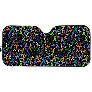 All Cancer Awareness Pattern Print Car Sun Shade