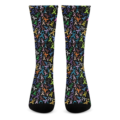 All Cancer Awareness Pattern Print Crew Socks