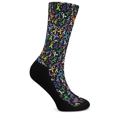 All Cancer Awareness Pattern Print Crew Socks