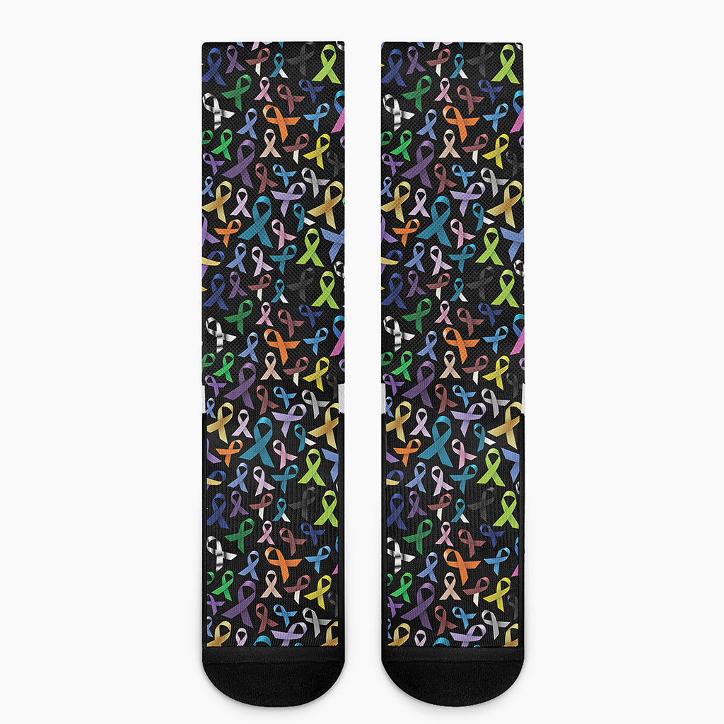 All Cancer Awareness Pattern Print Crew Socks
