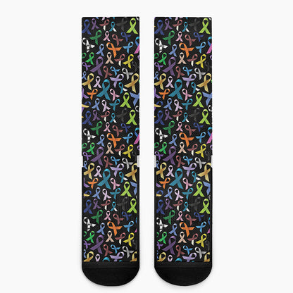 All Cancer Awareness Pattern Print Crew Socks