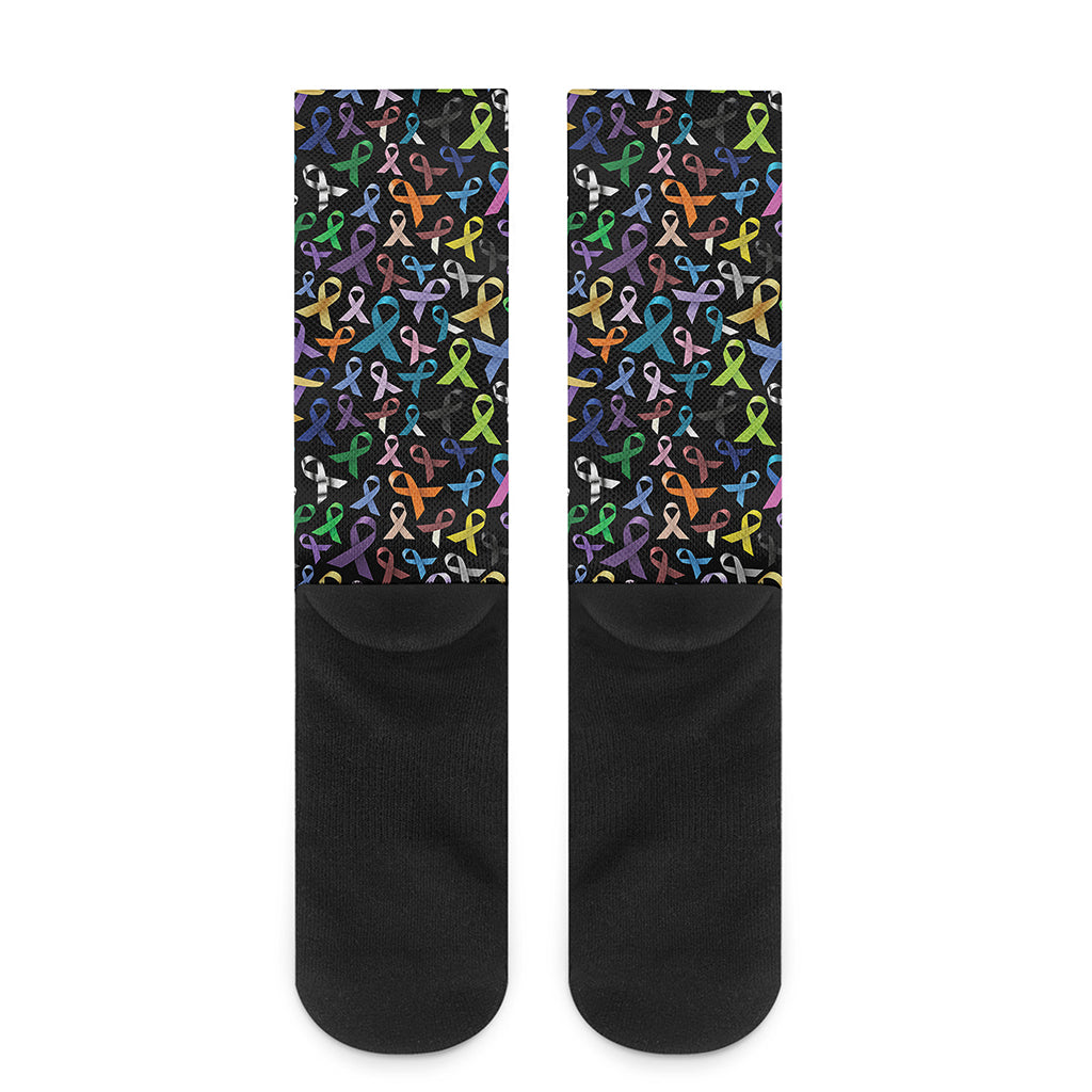 All Cancer Awareness Pattern Print Crew Socks