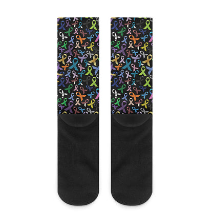 All Cancer Awareness Pattern Print Crew Socks
