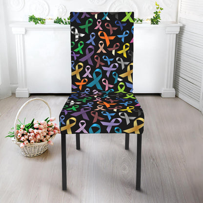 All Cancer Awareness Pattern Print Dining Chair Slipcover