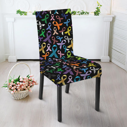 All Cancer Awareness Pattern Print Dining Chair Slipcover