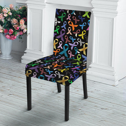 All Cancer Awareness Pattern Print Dining Chair Slipcover