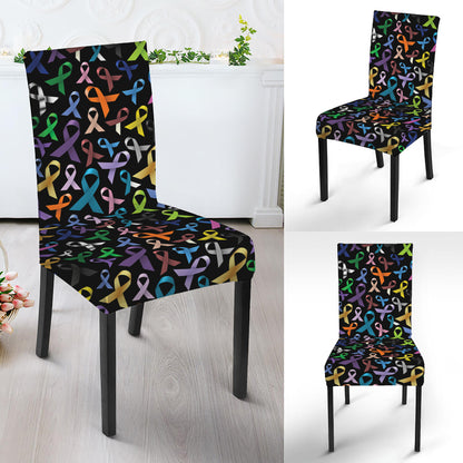 All Cancer Awareness Pattern Print Dining Chair Slipcover