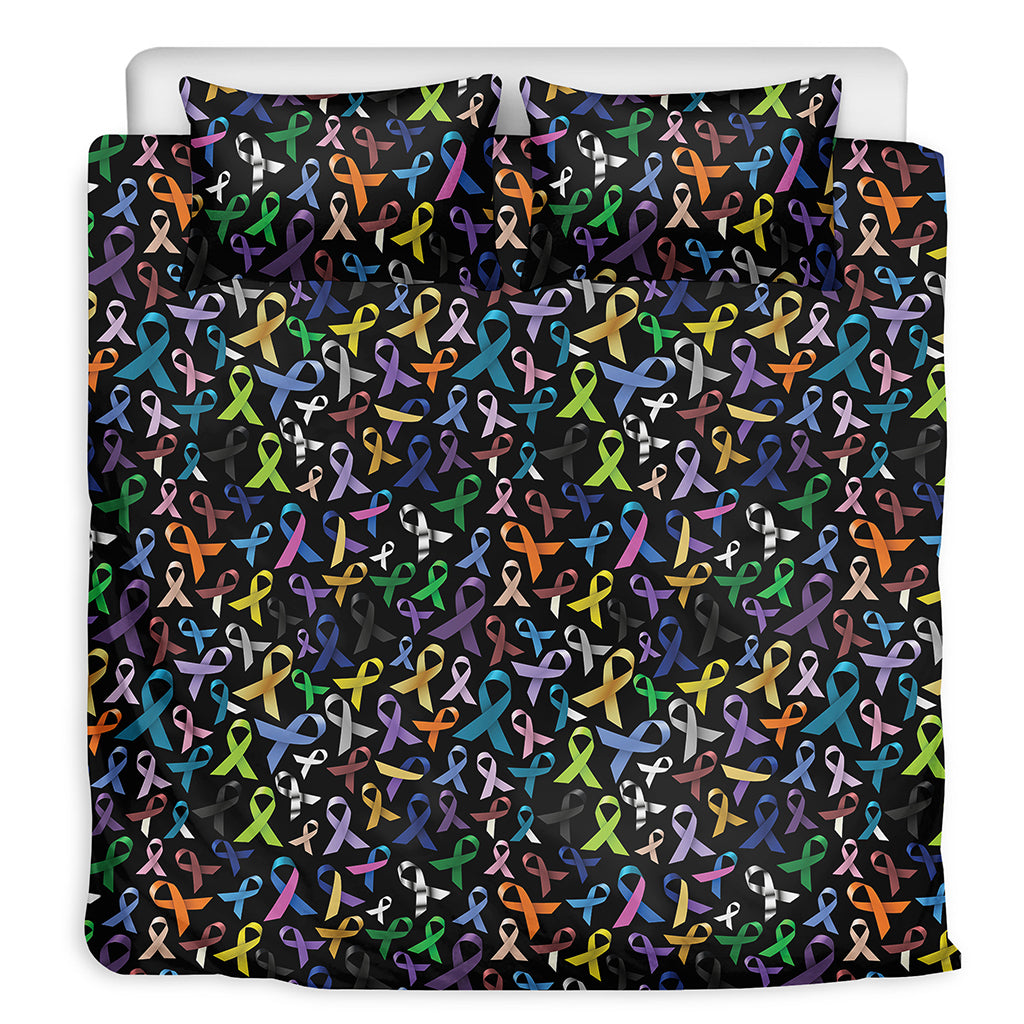 All Cancer Awareness Pattern Print Duvet Cover Bedding Set