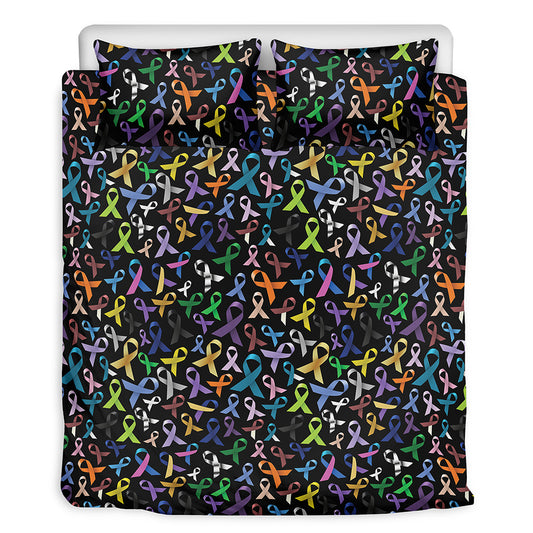 All Cancer Awareness Pattern Print Duvet Cover Bedding Set