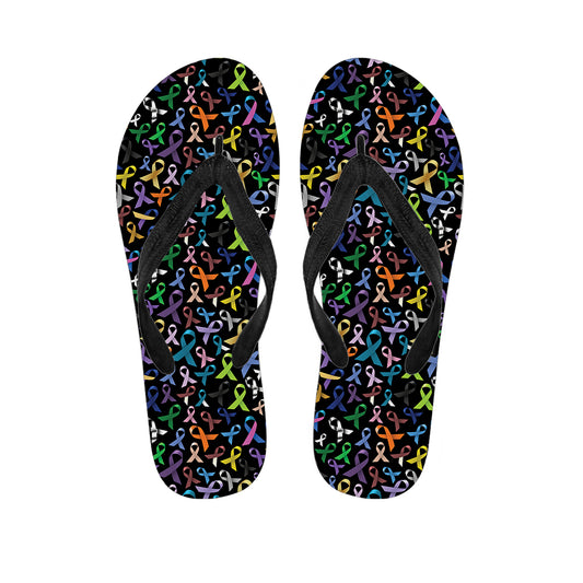 All Cancer Awareness Pattern Print Flip Flops