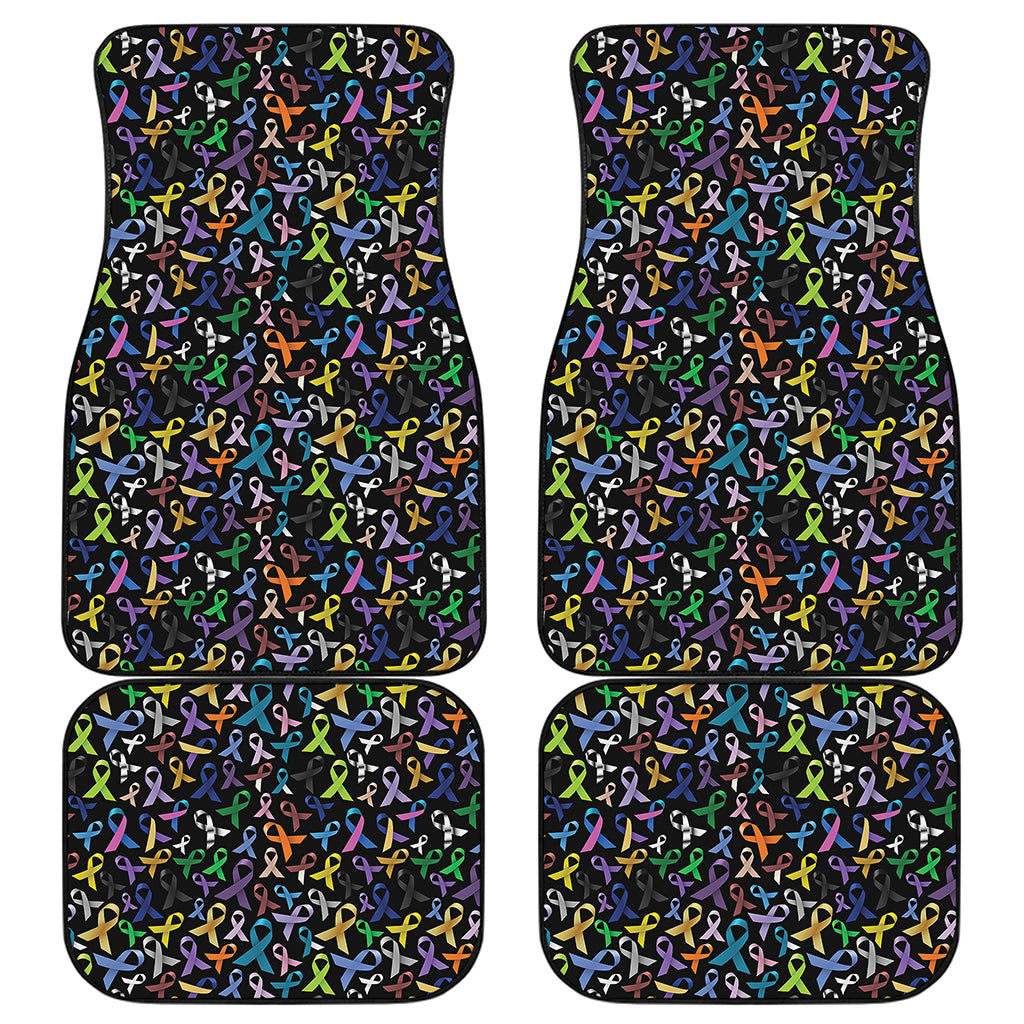 All Cancer Awareness Pattern Print Front and Back Car Floor Mats