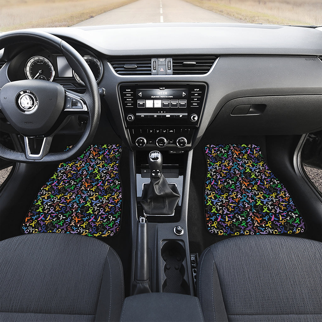 All Cancer Awareness Pattern Print Front and Back Car Floor Mats