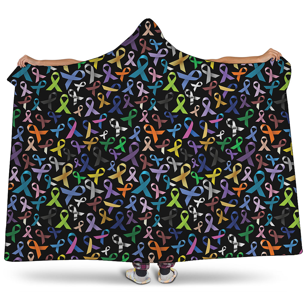 All Cancer Awareness Pattern Print Hooded Blanket