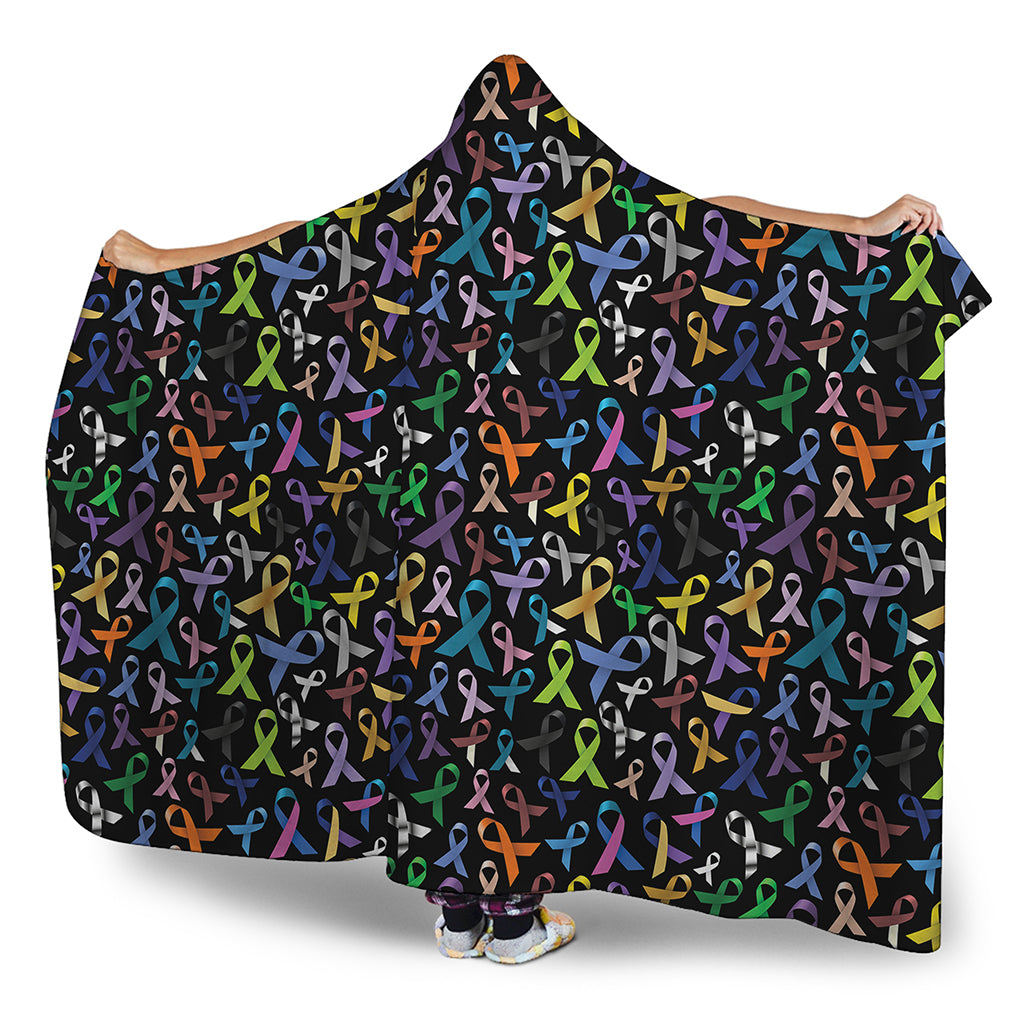 All Cancer Awareness Pattern Print Hooded Blanket