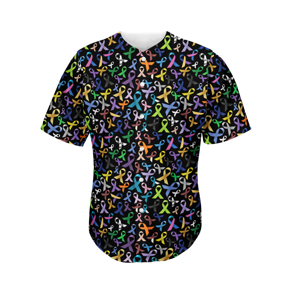 All Cancer Awareness Pattern Print Men's Baseball Jersey