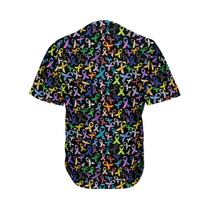 All Cancer Awareness Pattern Print Men's Baseball Jersey