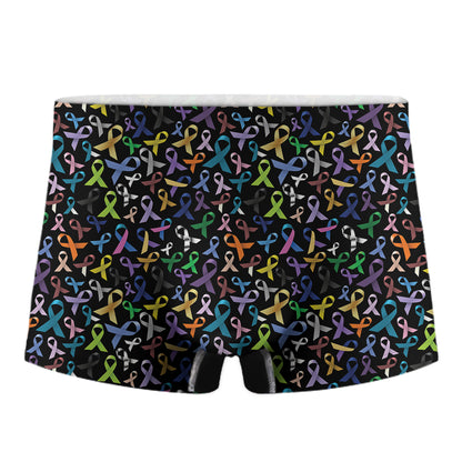 All Cancer Awareness Pattern Print Men's Boxer Briefs