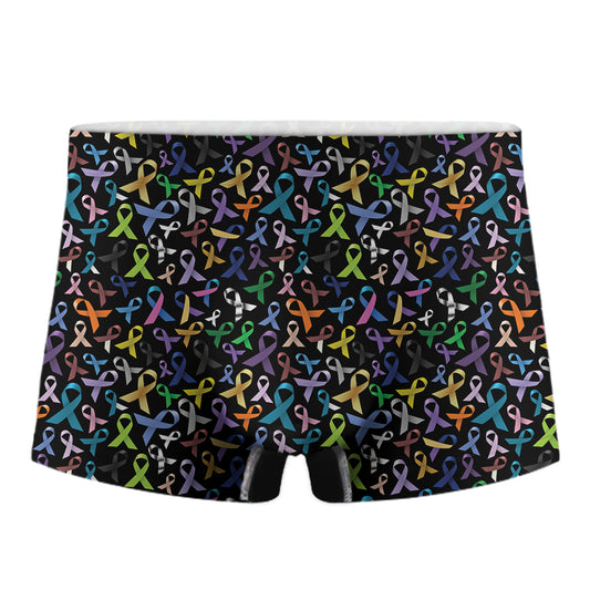 All Cancer Awareness Pattern Print Men's Boxer Briefs
