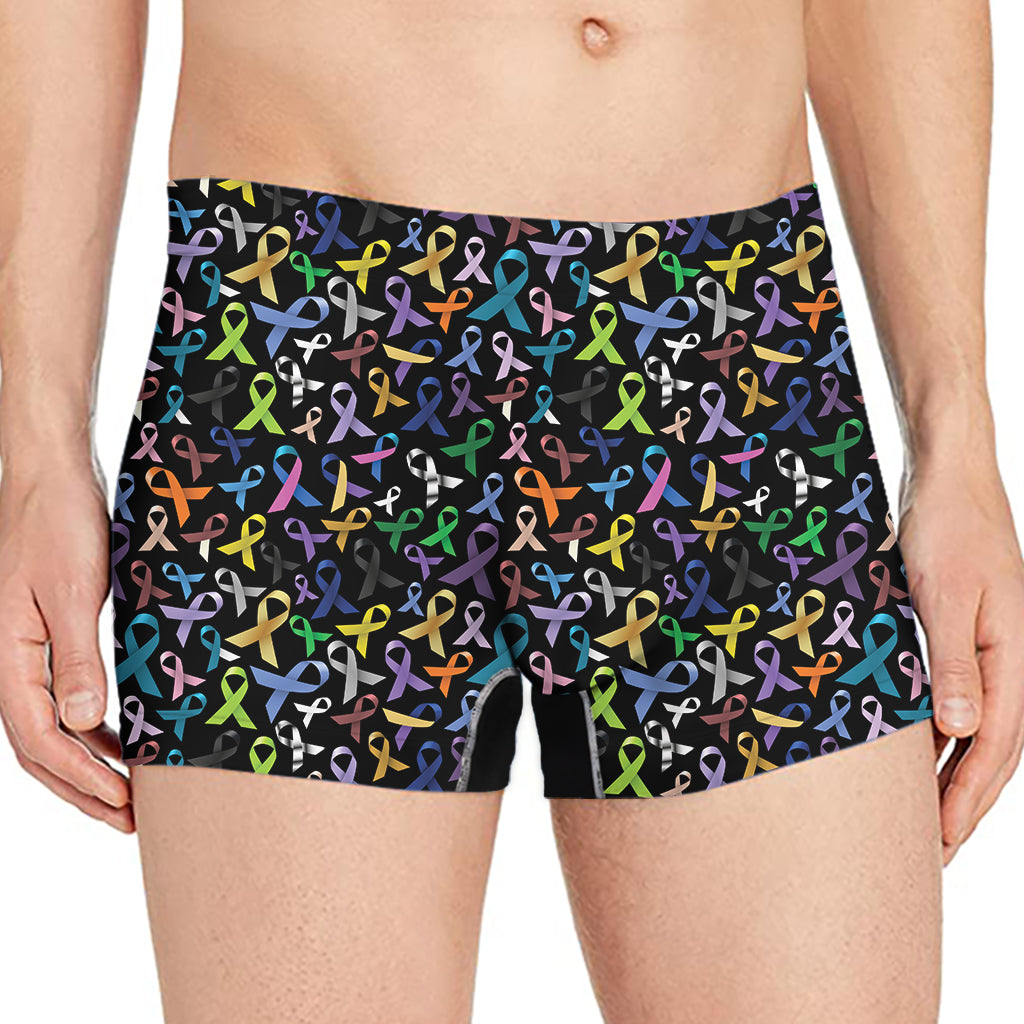 All Cancer Awareness Pattern Print Men's Boxer Briefs