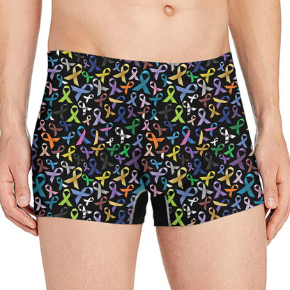 All Cancer Awareness Pattern Print Men's Boxer Briefs